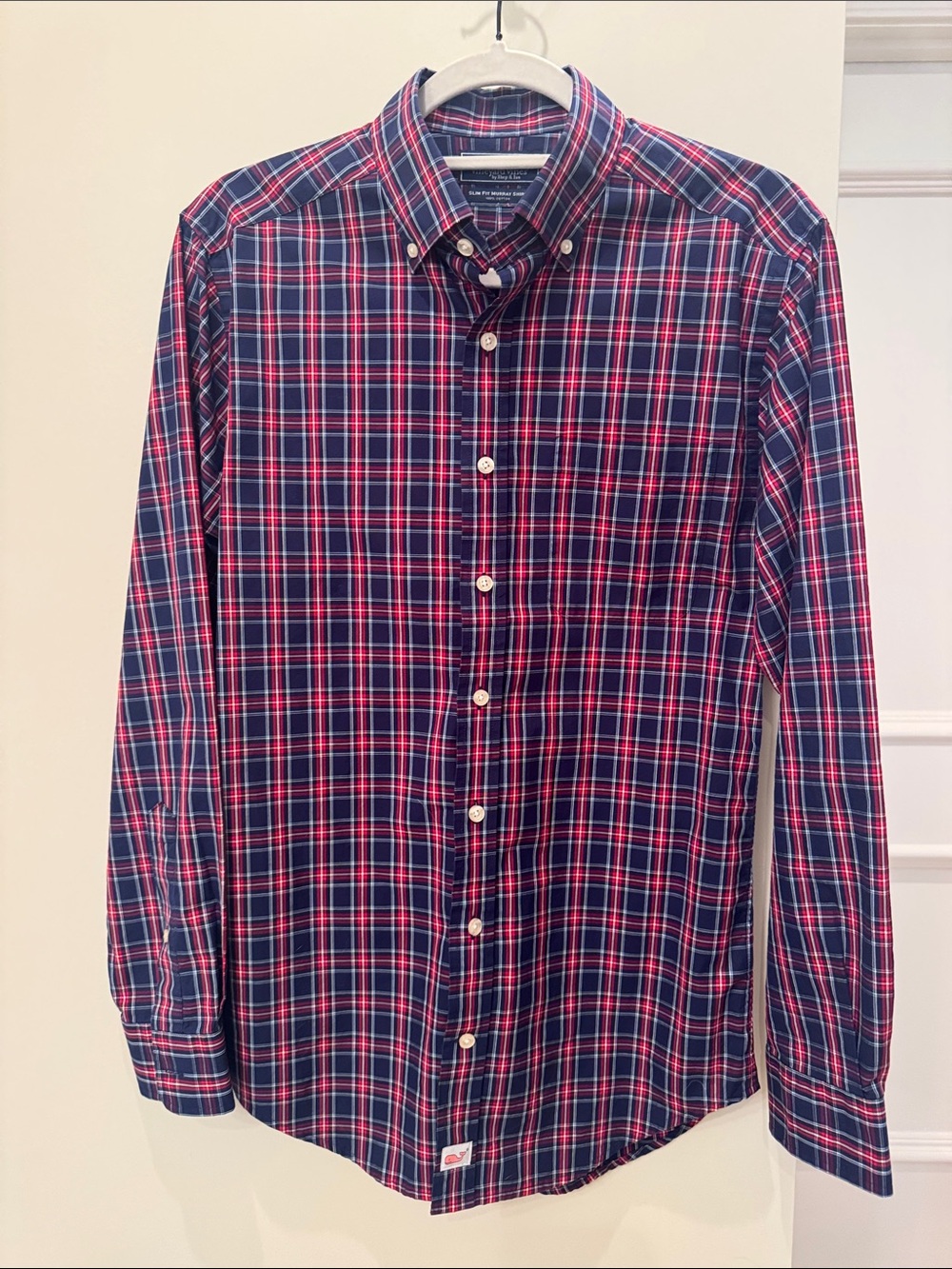 Vineyard Vines Men's Navy & Red Plaid Button-Down Shirt